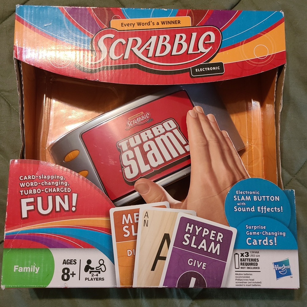 Hasbro Scrabble Turbo Slam Electronic Card Game Family 2009 New in Box‎ Portable